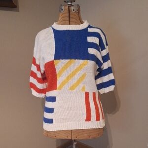 Vintage Colorful Striped Women's Sweater Tee